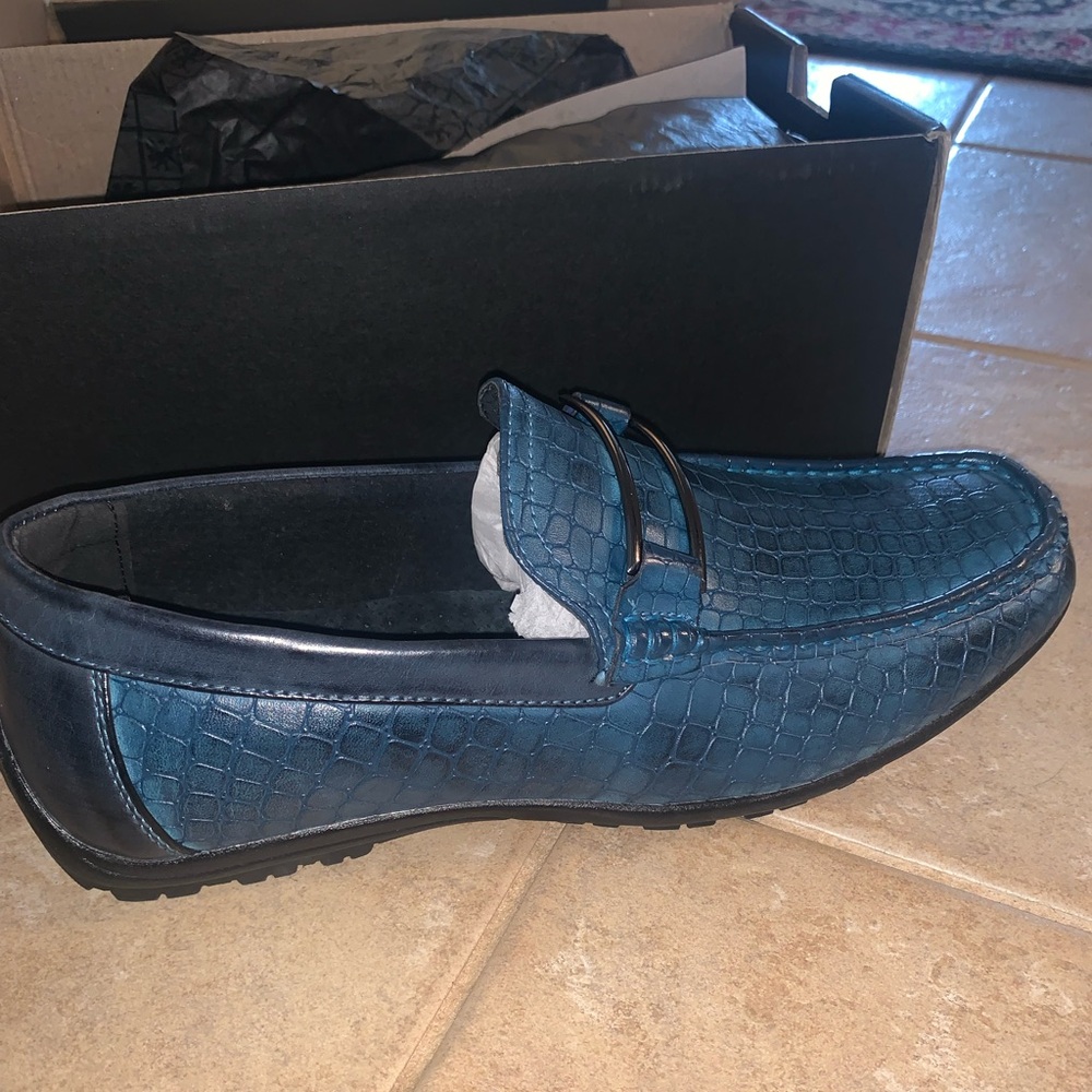 Men's Stacy Adams Lanzo blue loafers 9.5 brand new